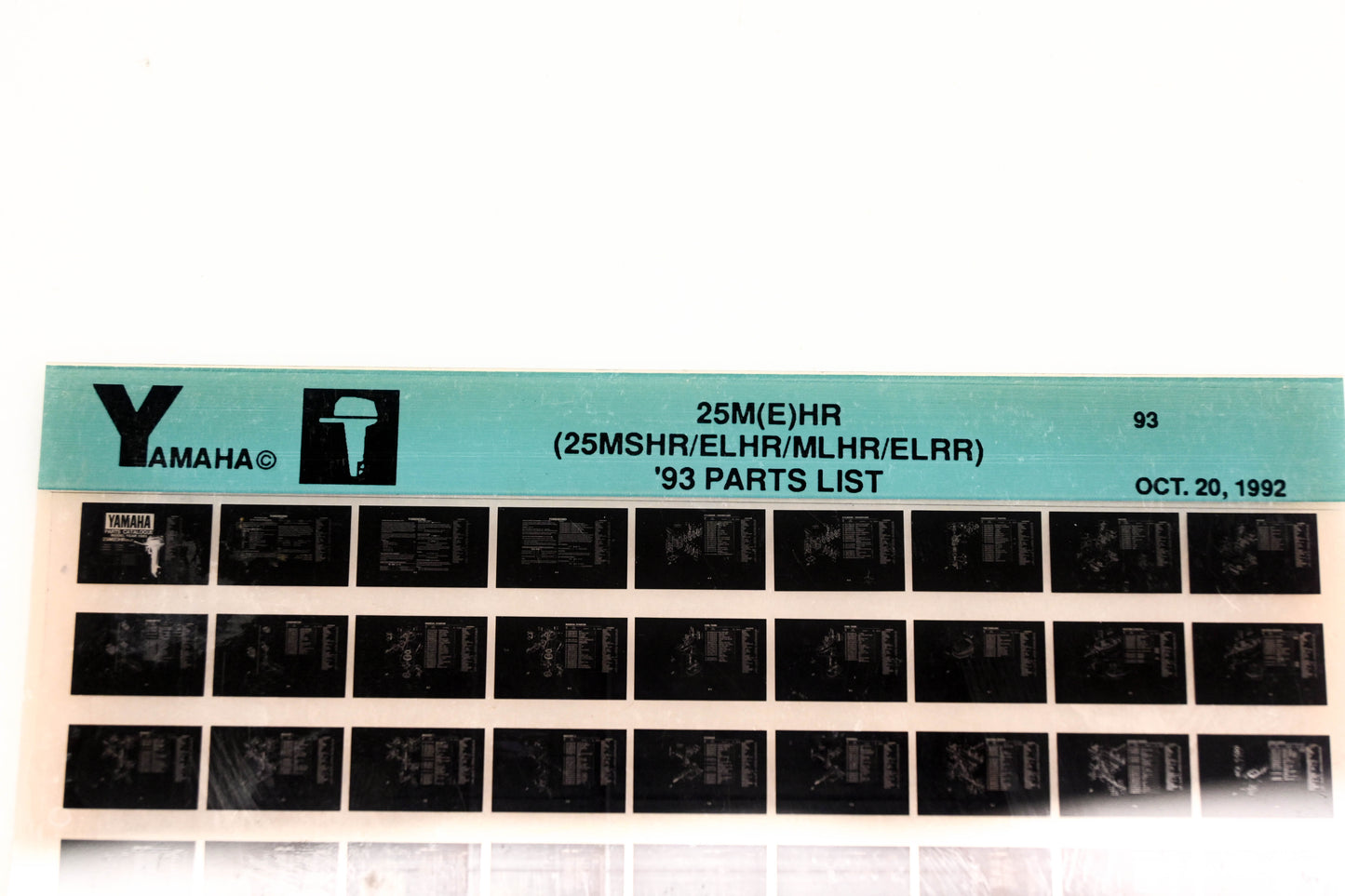 OEM Yamaha YN005-34 1993 25M(E)HR (25MSHR/ELHR/MLHR/ELRR) Parts List Microfiche