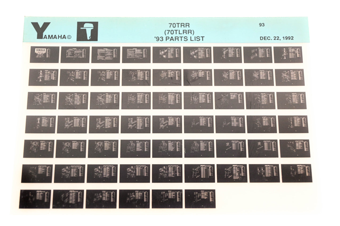 OEM Yamaha YN005-42 1993 70TRR (70TLRR) Parts List Microfiche