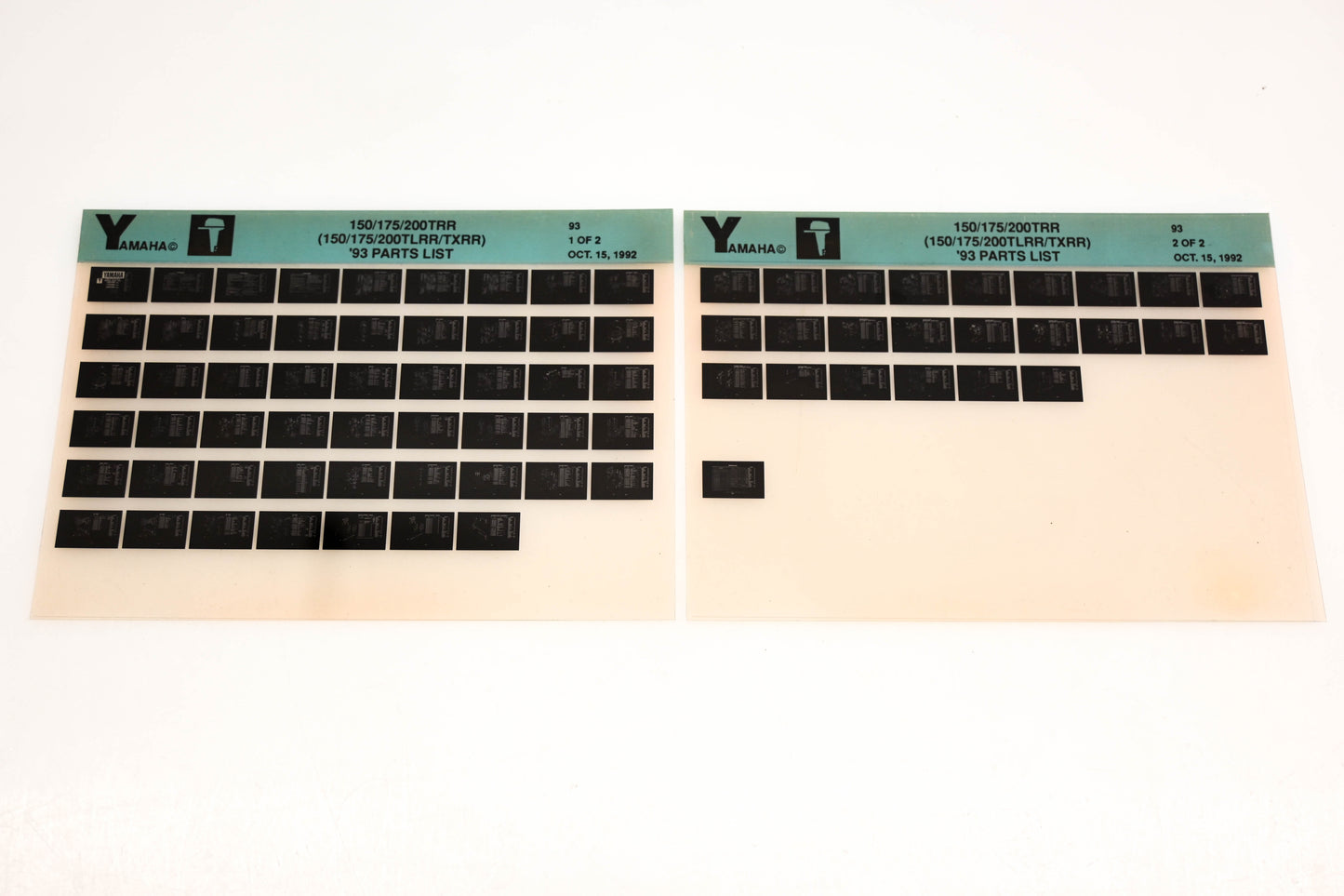 OEM Yamaha YN005-49 1993 150/175/200TRR (150/175/200TLRR/TXRR) Parts List Microfiche Lot