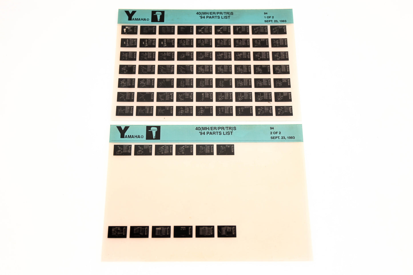 OEM Yamaha YN005-55 1994 40(MH/ER/PR/TR)S Parts List Microfiche Lot