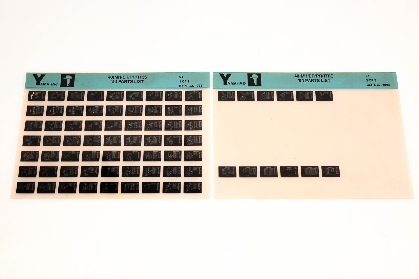 OEM Yamaha YN005-55 1994 40(MH/ER/PR/TR)S Parts List Microfiche Lot