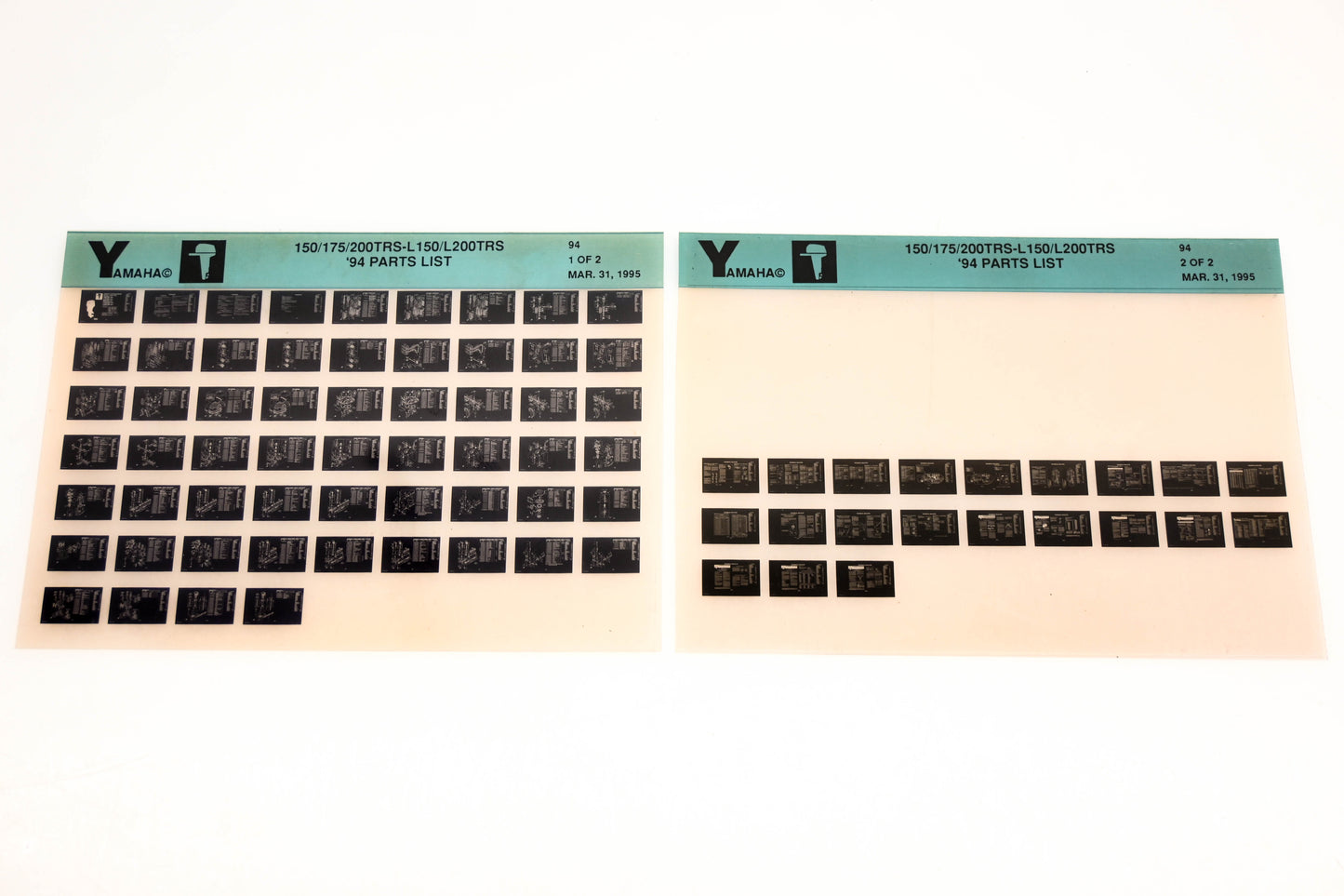 OEM Yamaha YN005-58 1994 150/175/200TRS-L150/200TRS Parts List Microfiche Lot