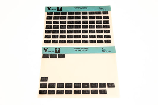 OEM Yamaha YN005-59 1994 225TRS/L225TRS Parts List Microfiche Lot