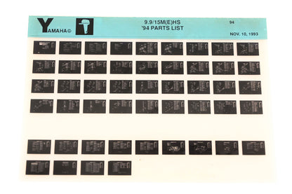 OEM Yamaha YN005-67 1994 9.9/1M(E)HS Parts List Microfiche