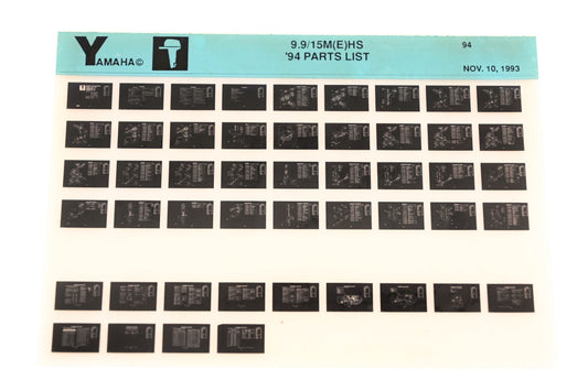 OEM Yamaha YN005-67 1994 9.9/1M(E)HS Parts List Microfiche