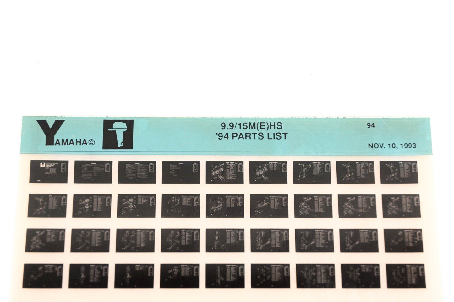 OEM Yamaha YN005-67 1994 9.9/1M(E)HS Parts List Microfiche