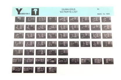 OEM Yamaha YN005-68 1994 25(MH/ER)S Parts List Microfiche