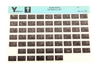 OEM Yamaha YN005-70 1994 30(MH/ER)S Parts List Microfiche