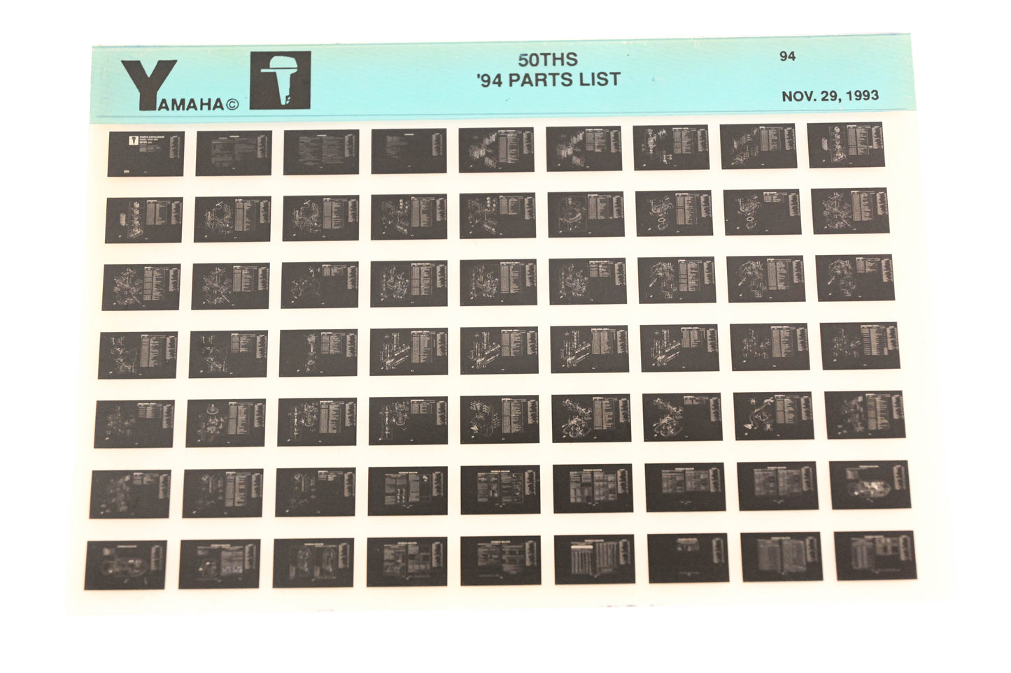 OEM Yamaha YN005-72 1994 50THS Parts List Microfiche