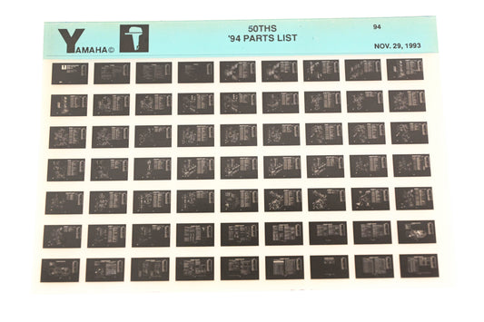 OEM Yamaha YN005-72 1994 50THS Parts List Microfiche
