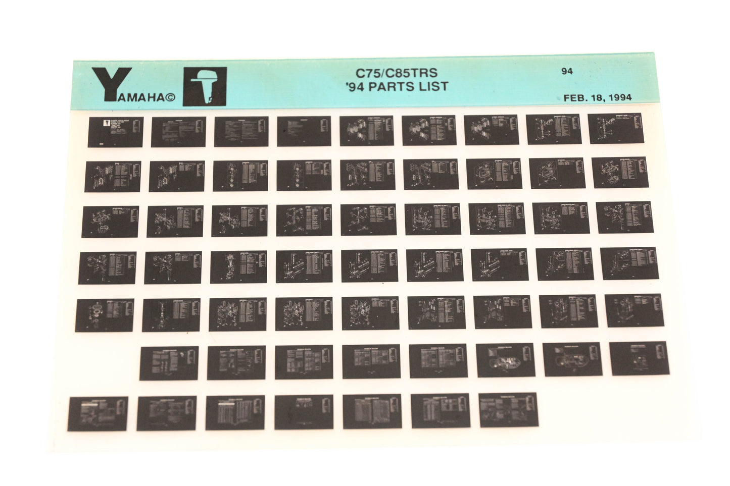 OEM Yamaha YN005-77 1994 C75/C85TRS Parts List Microfiche