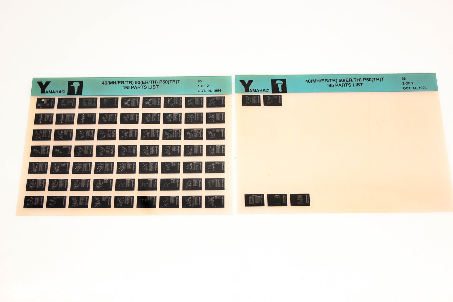 OEM Yamaha YN021-27 1995 40(MH/ER/TR) 50(ER/TH) P50(TR)T Parts List Microfiche Lot