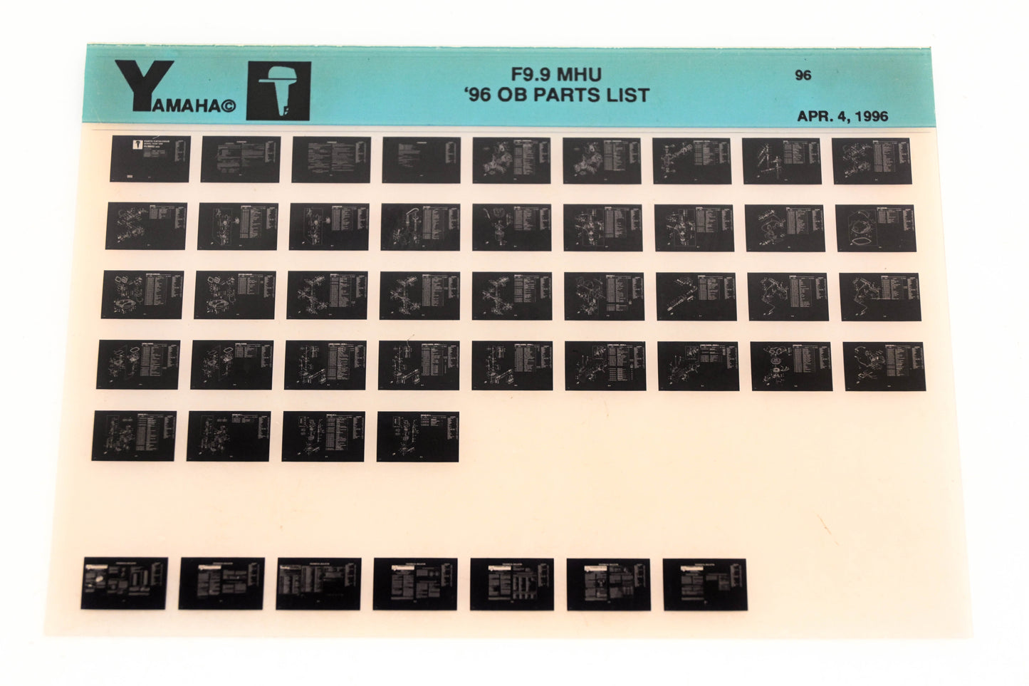 OEM Yamaha YN021-57 1996 F9.9 MHU Outboard Parts List Microfiche