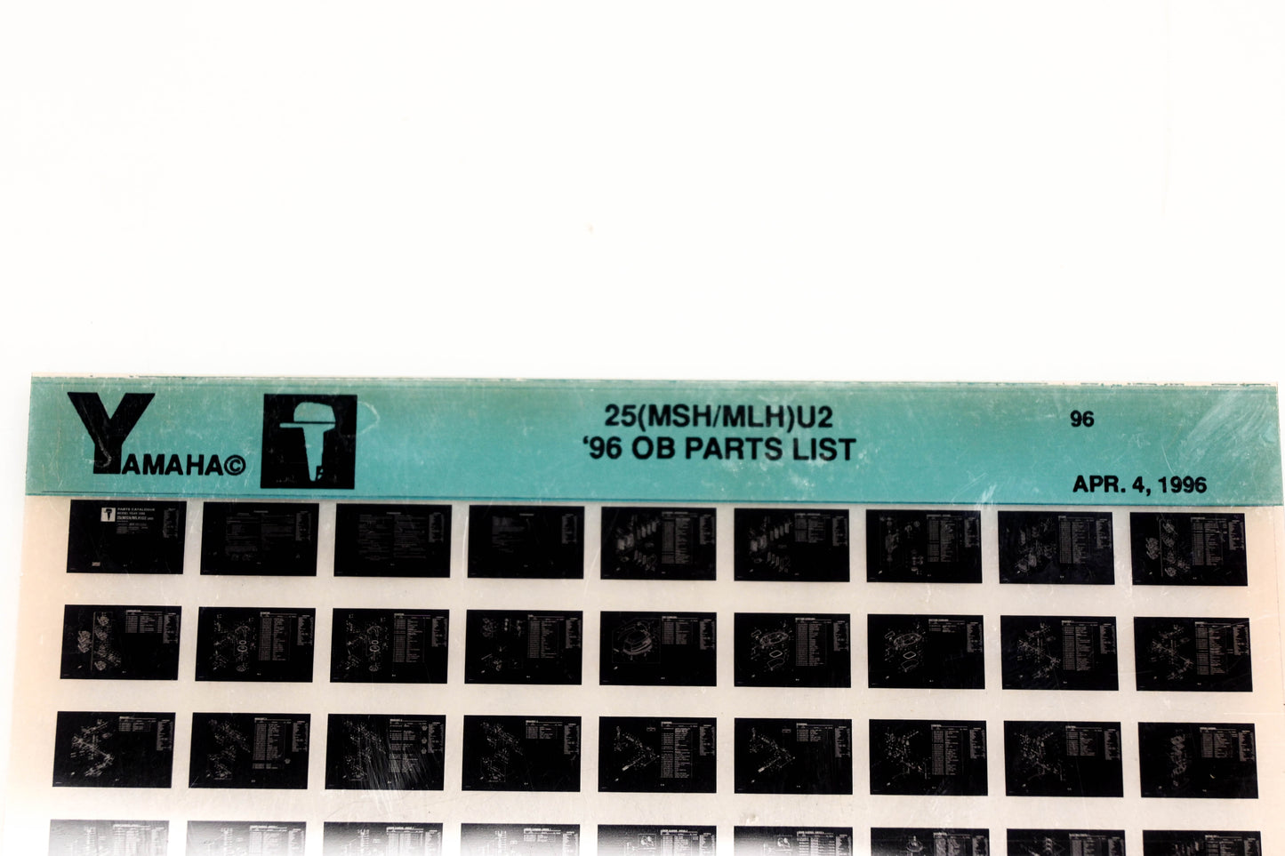 OEM Yamaha YN021-59 1996 25(MSH/MLH)U2 Outboard Parts List Microfiche