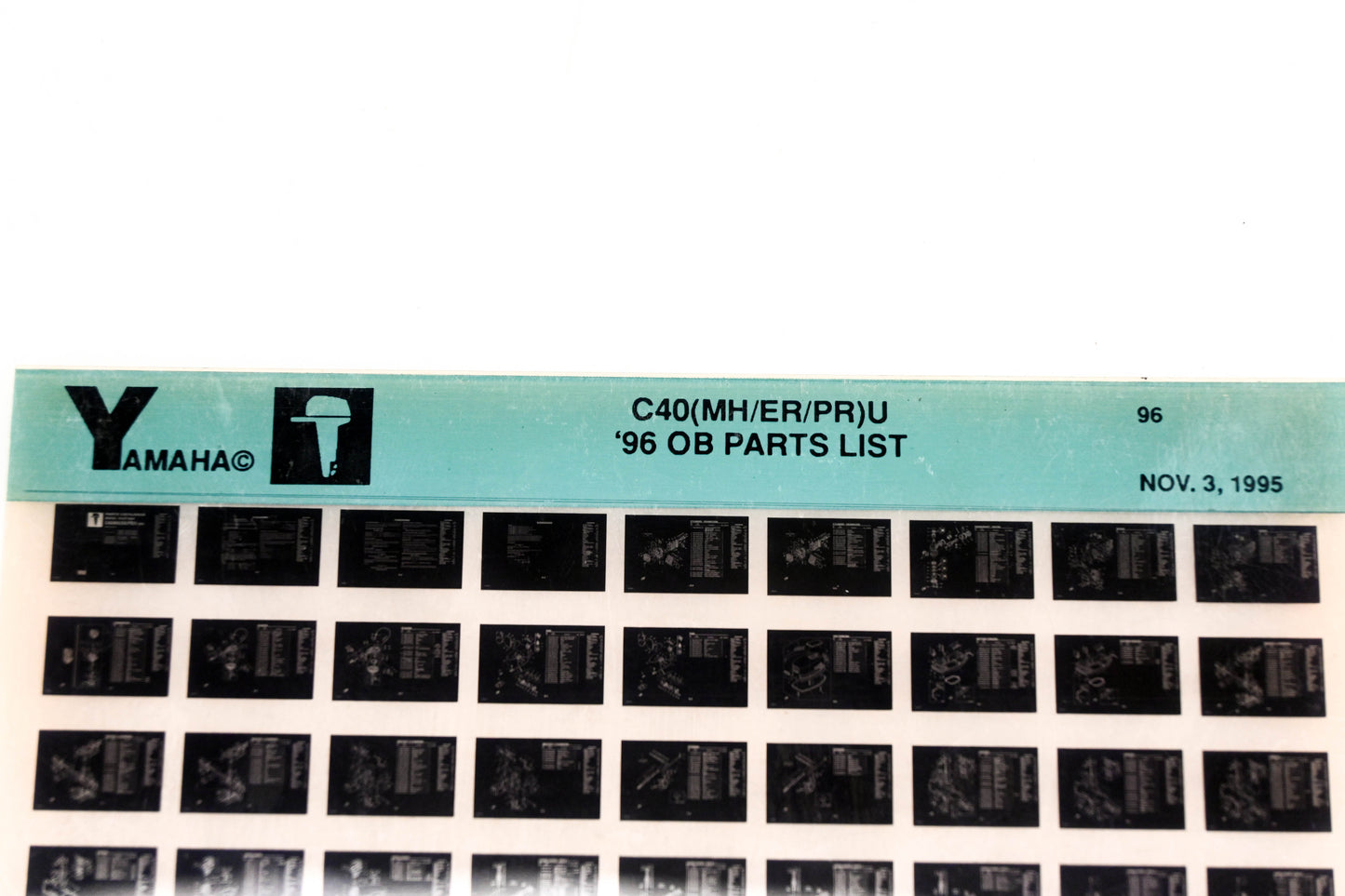 OEM Yamaha YN021-62 1996 C40(MH/ER/PR)U Outboard Parts List Microfiche