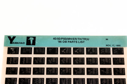 OEM Yamaha YN021-63 1996 40/50/P50(MH/ER/TH/TR)U Outboard Parts List Microfiche