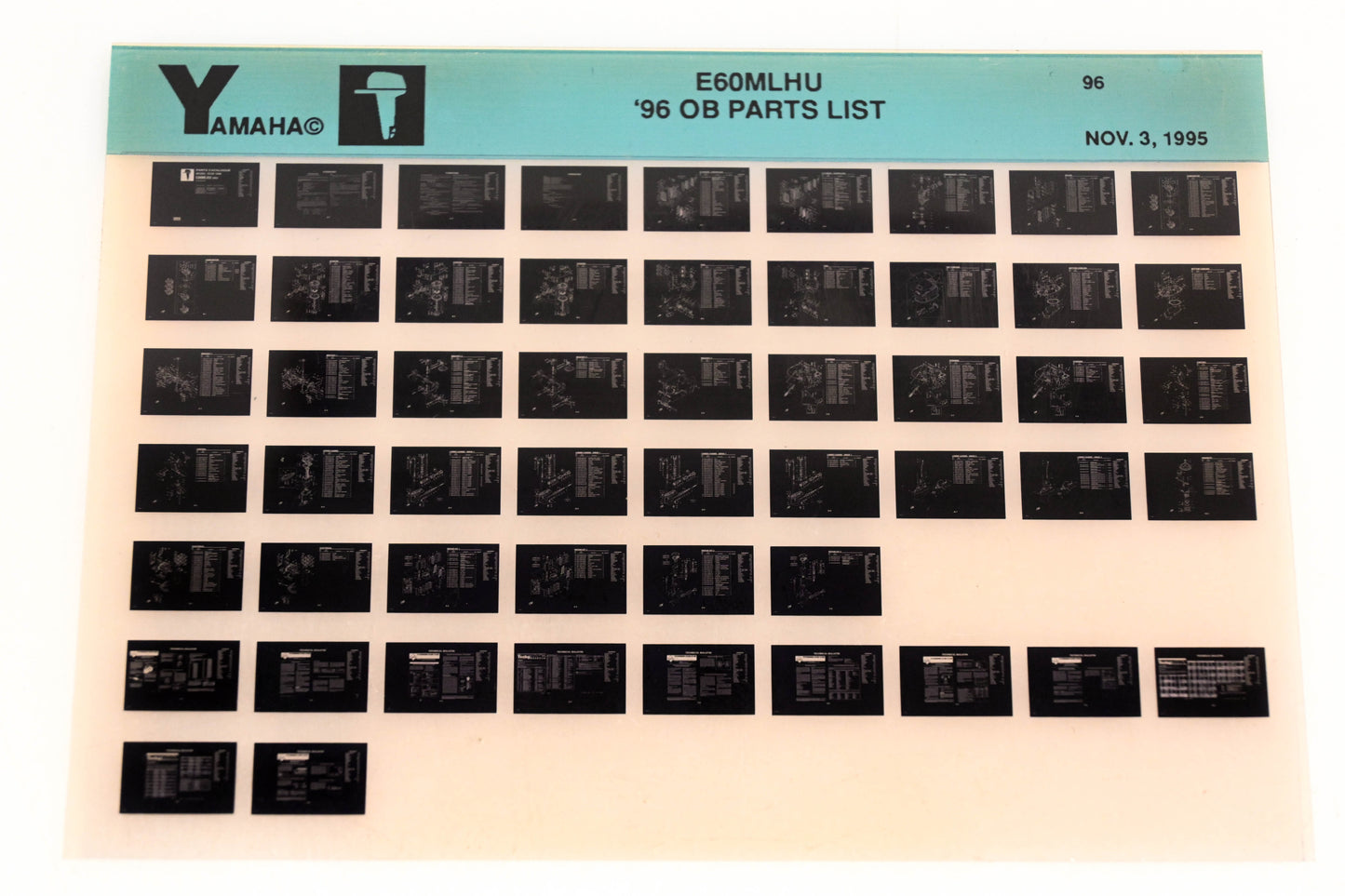 OEM Yamaha YN021-66 1996 E60MLHU Outboard Parts List Microfiche