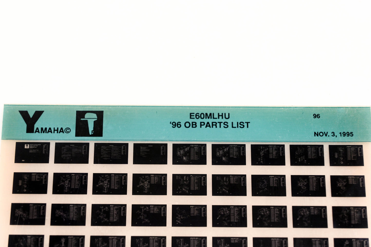 OEM Yamaha YN021-66 1996 E60MLHU Outboard Parts List Microfiche