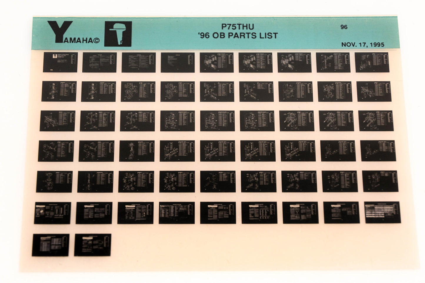 OEM Yamaha YN021-69 1996 P75THU Outboard Parts List Microfiche