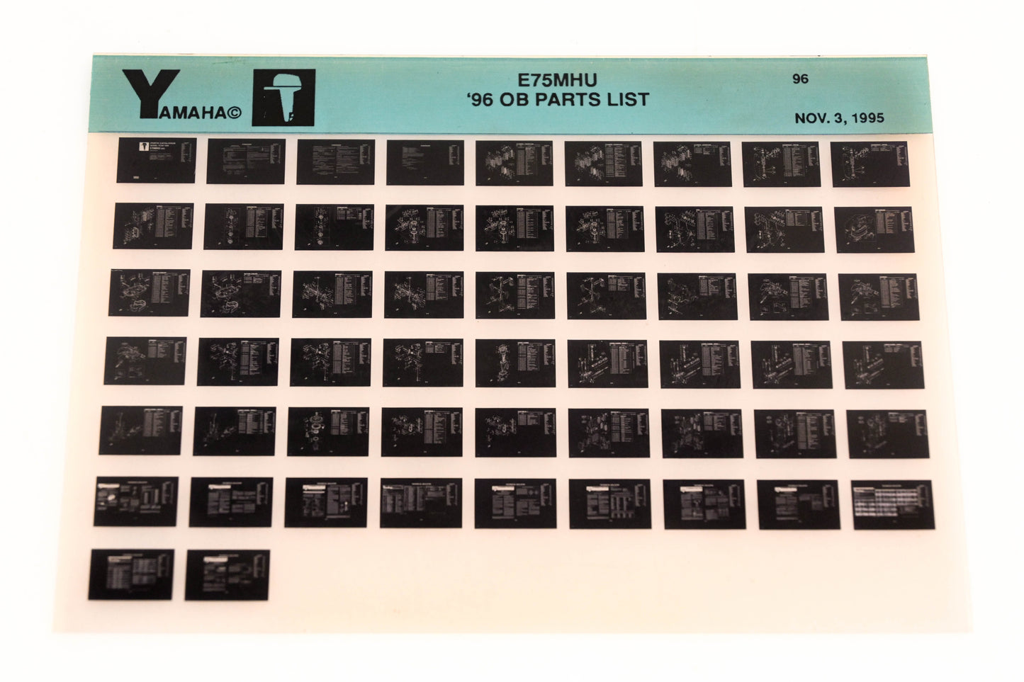 OEM Yamaha YN021-70 1996 E75MHU Outboard Parts List Microfiche