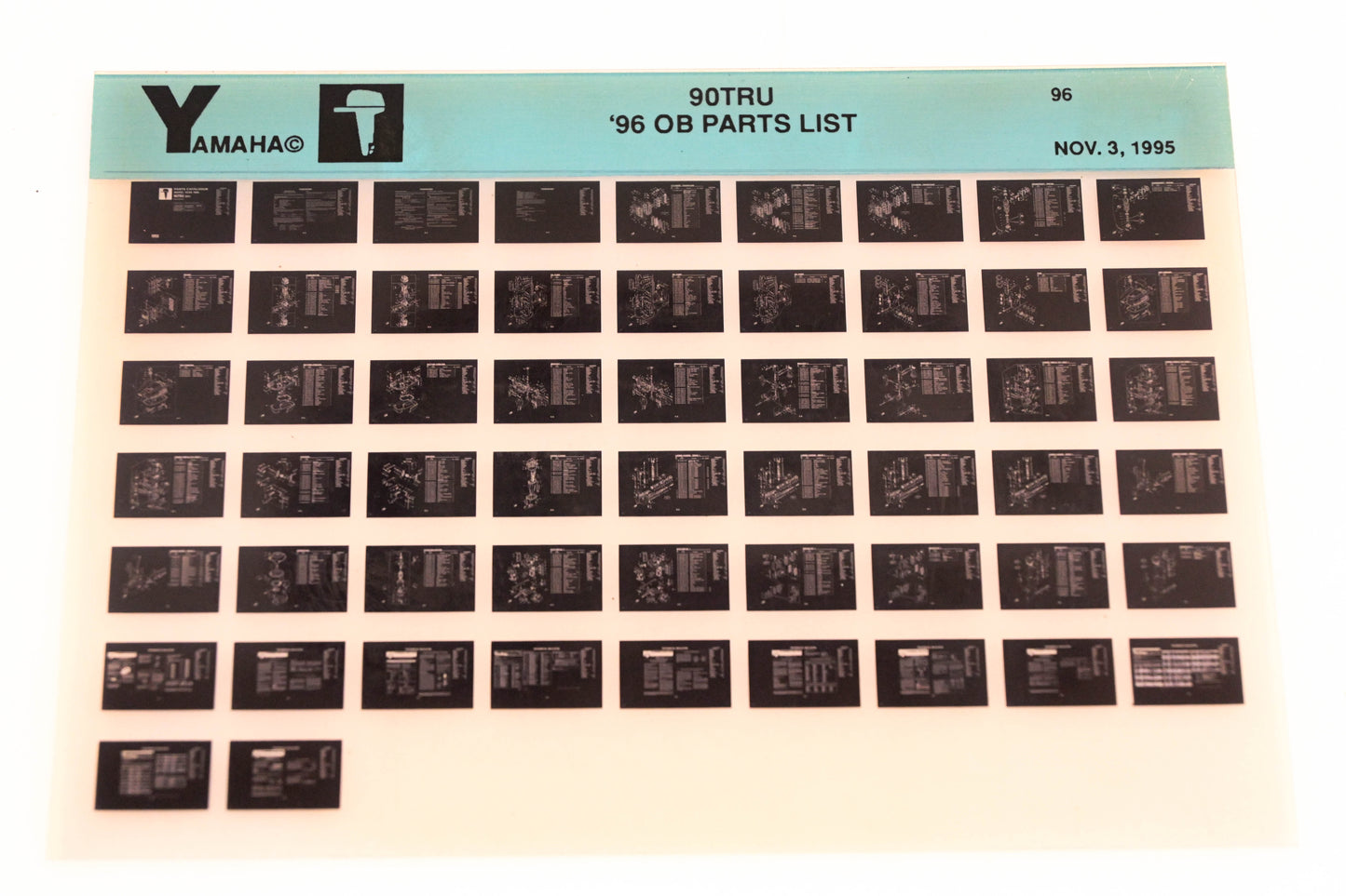OEM Yamaha YN008-36 1996 90TRU Outboard Parts List Microfiche