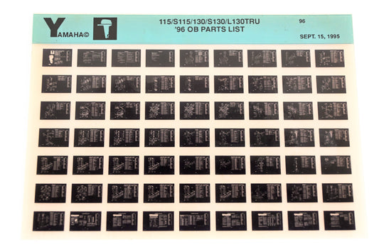 OEM Yamaha YN008-42 1996 115/S115/130/S130/L130TRU Outboard Parts List Microfiche
