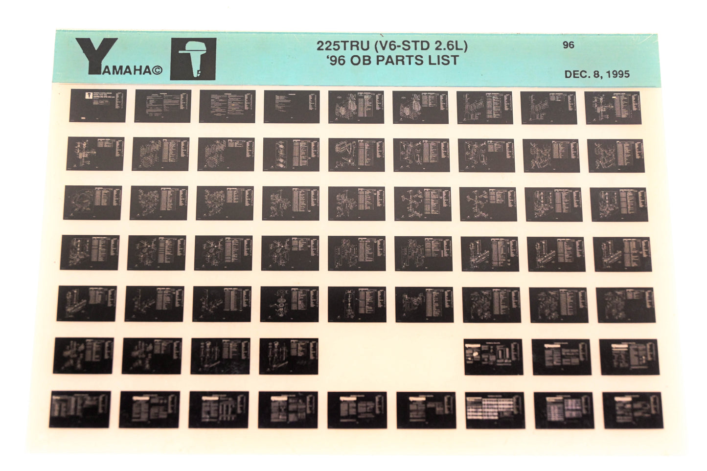 OEM Yamaha YN008-47 1996 225TRU (V6-STD 2.6L) Outboard Parts List Microfiche