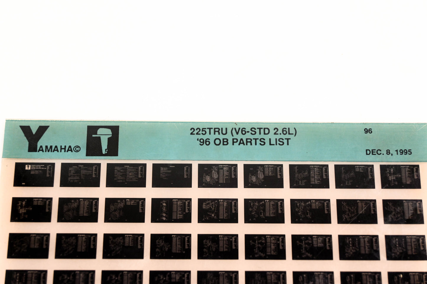 OEM Yamaha YN008-47 1996 225TRU (V6-STD 2.6L) Outboard Parts List Microfiche