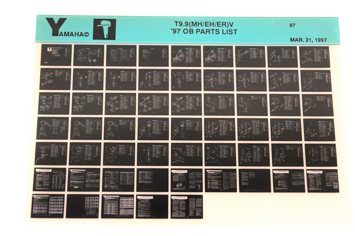OEM Yamaha YN008-54 1997 T9.9(MH/EH/ER)V Outboard Parts List Microfiche