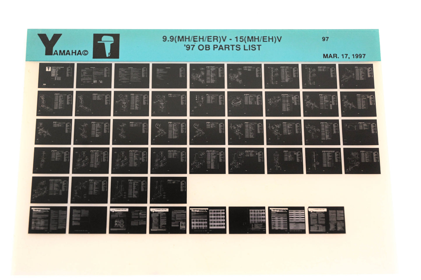OEM Yamaha YN008-55 1997 9.9(MH/EH/ER)V -15(MH/EH)V Parts List Microfiche