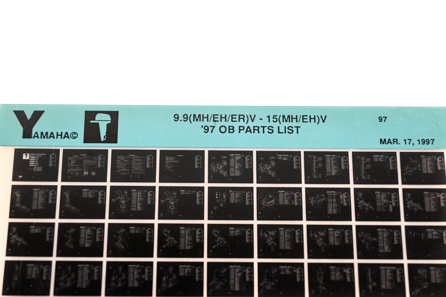 OEM Yamaha YN008-55 1997 9.9(MH/EH/ER)V -15(MH/EH)V Parts List Microfiche