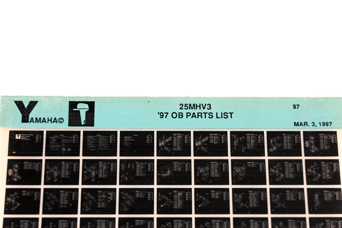 OEM Yamaha YN008-56 1997 25MHV3 Outboard Parts List Microfiche