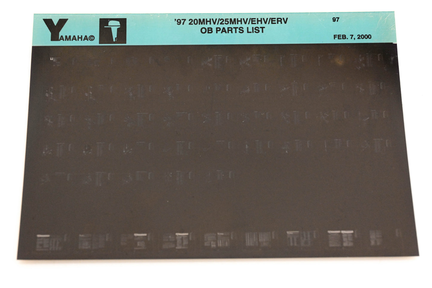 OEM Yamaha YN008-57 1997 20MHV/25MHV/EHV/ERV Parts List Microfiche