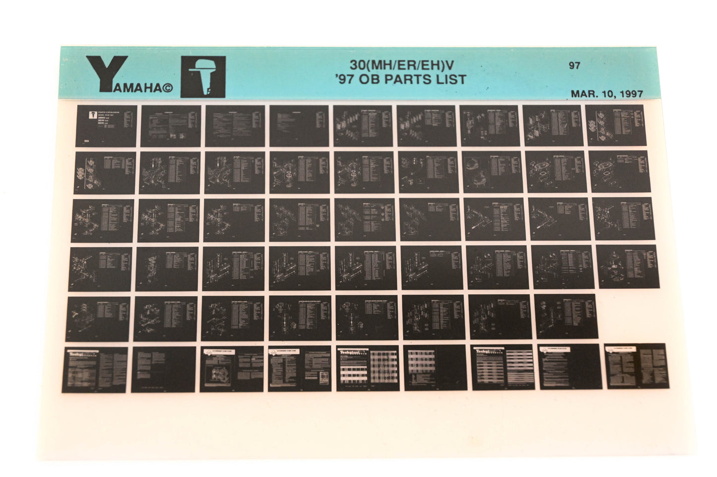 OEM Yamaha YN008-59 199*7 30(MH/ER/EH)V Outboard Parts List Microfiche