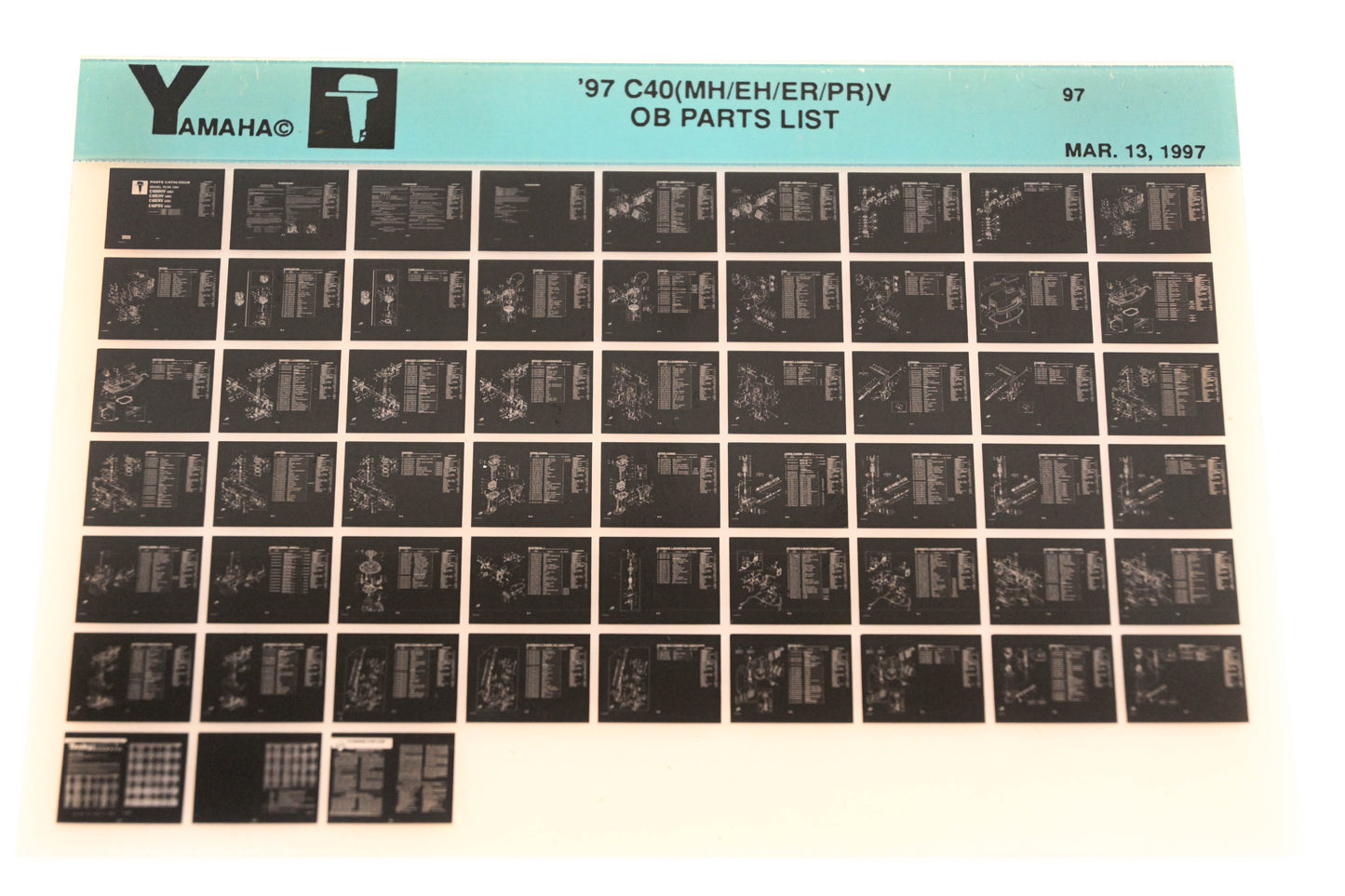 OEM Yamaha YN008-61 1997 C40(MH/EH/ER/PR)V Outboard Parts List Microfiche