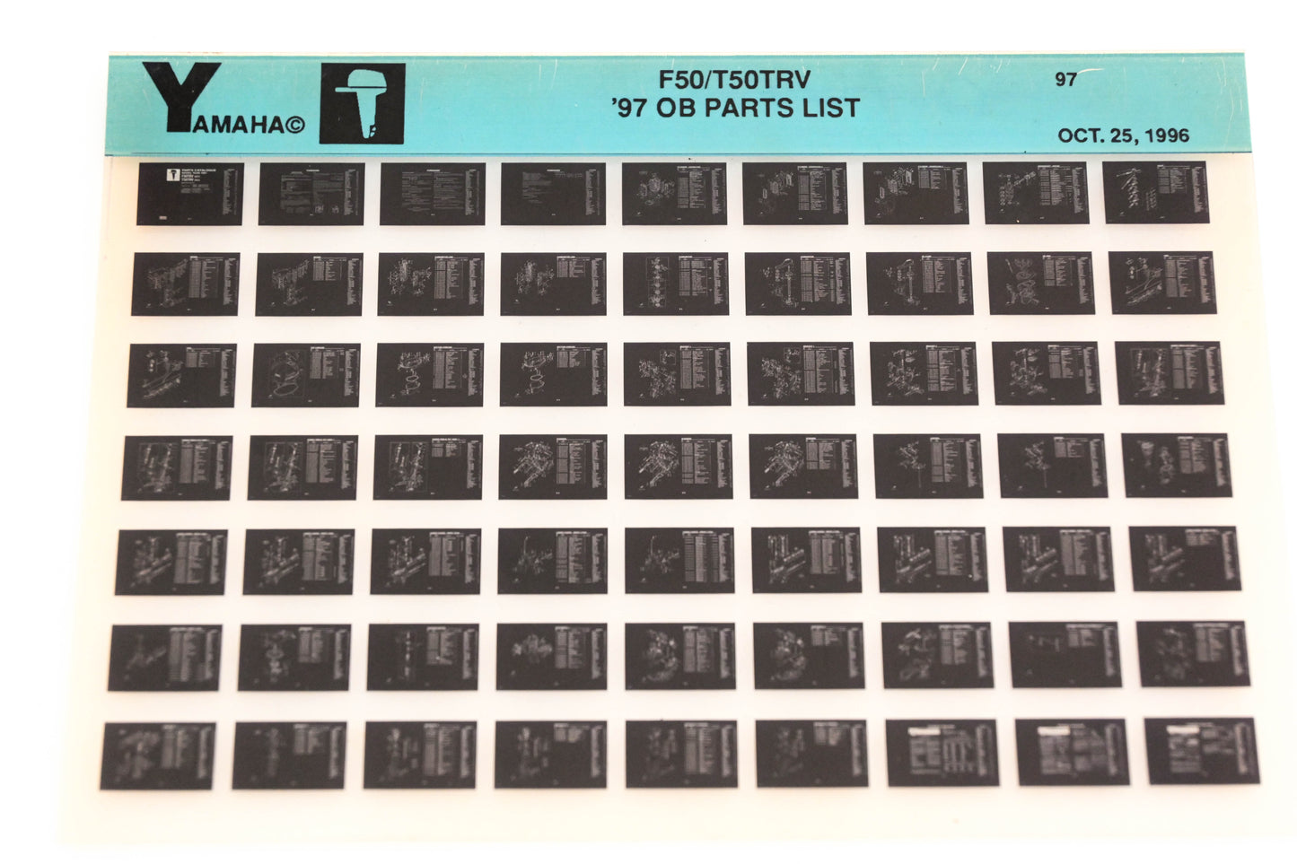 OEM Yamaha YN008-64 1997 F50/T50TRV Outboard Parts List Microfiche