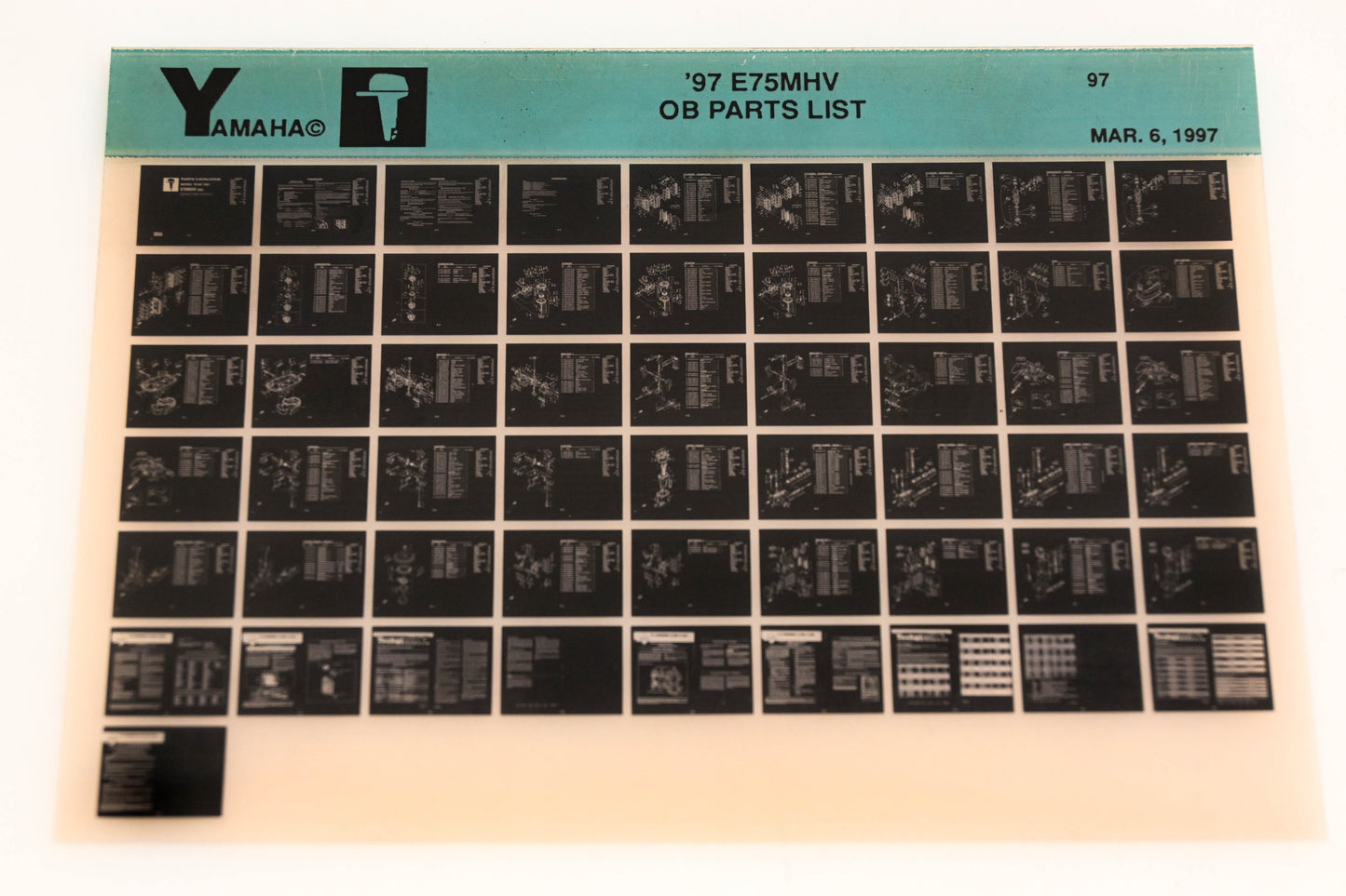OEM Yamaha YN008-70 1997 E75MHV Outboard Parts List Microfiche