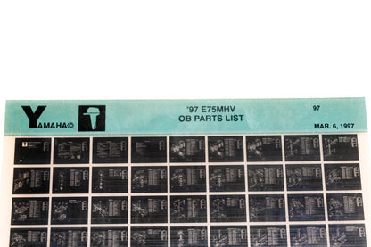 OEM Yamaha YN008-70 1997 E75MHV Outboard Parts List Microfiche