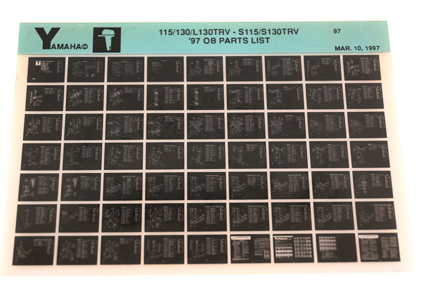 OEM Yamaha YN008-74 1997 115/130/L130TRV-S115/S130TRV Parts List Microfiche
