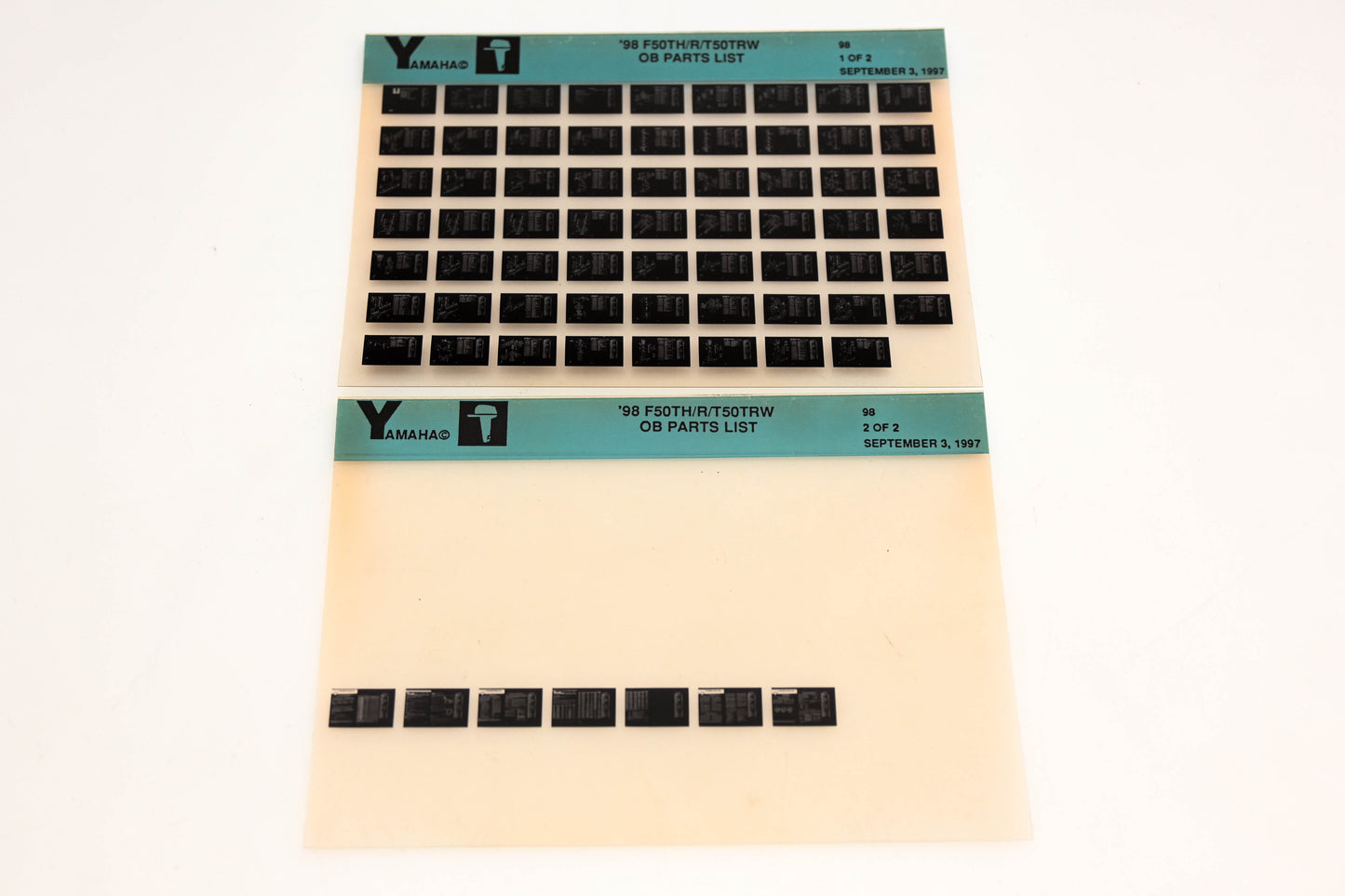 OEM Yamaha YN020-15 1998 F50TH/R/T50TRW Outboard Parts List Microfiche Lot