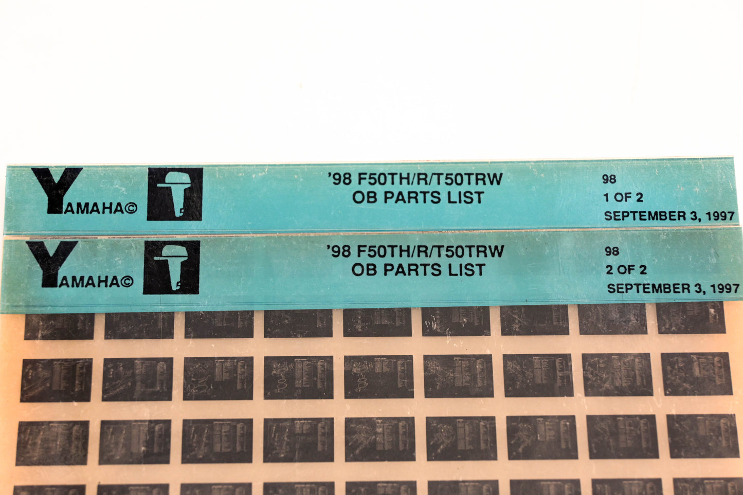 OEM Yamaha YN020-15 1998 F50TH/R/T50TRW Outboard Parts List Microfiche Lot