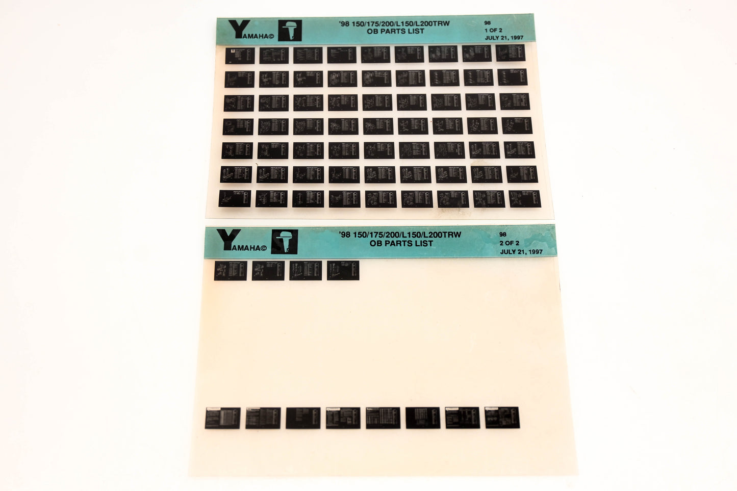 OEM Yamaha YN020-19 1998 150/175/200/L150/L200TRW Parts List Microfiche Lot