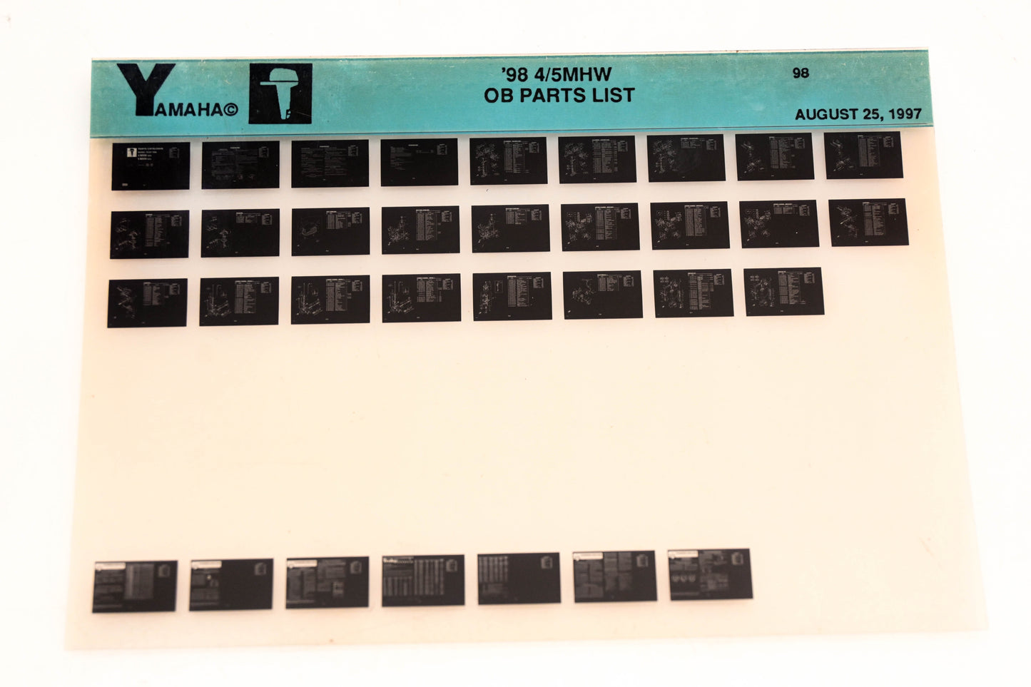 OEM Yamaha YN020-20 1998 4/5MHW Outboard Parts List Microfiche
