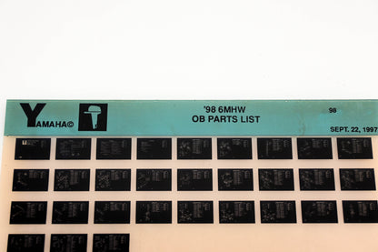 OEM Yamaha YN020-22 1998 6MHW Outboard Parts List Microfiche