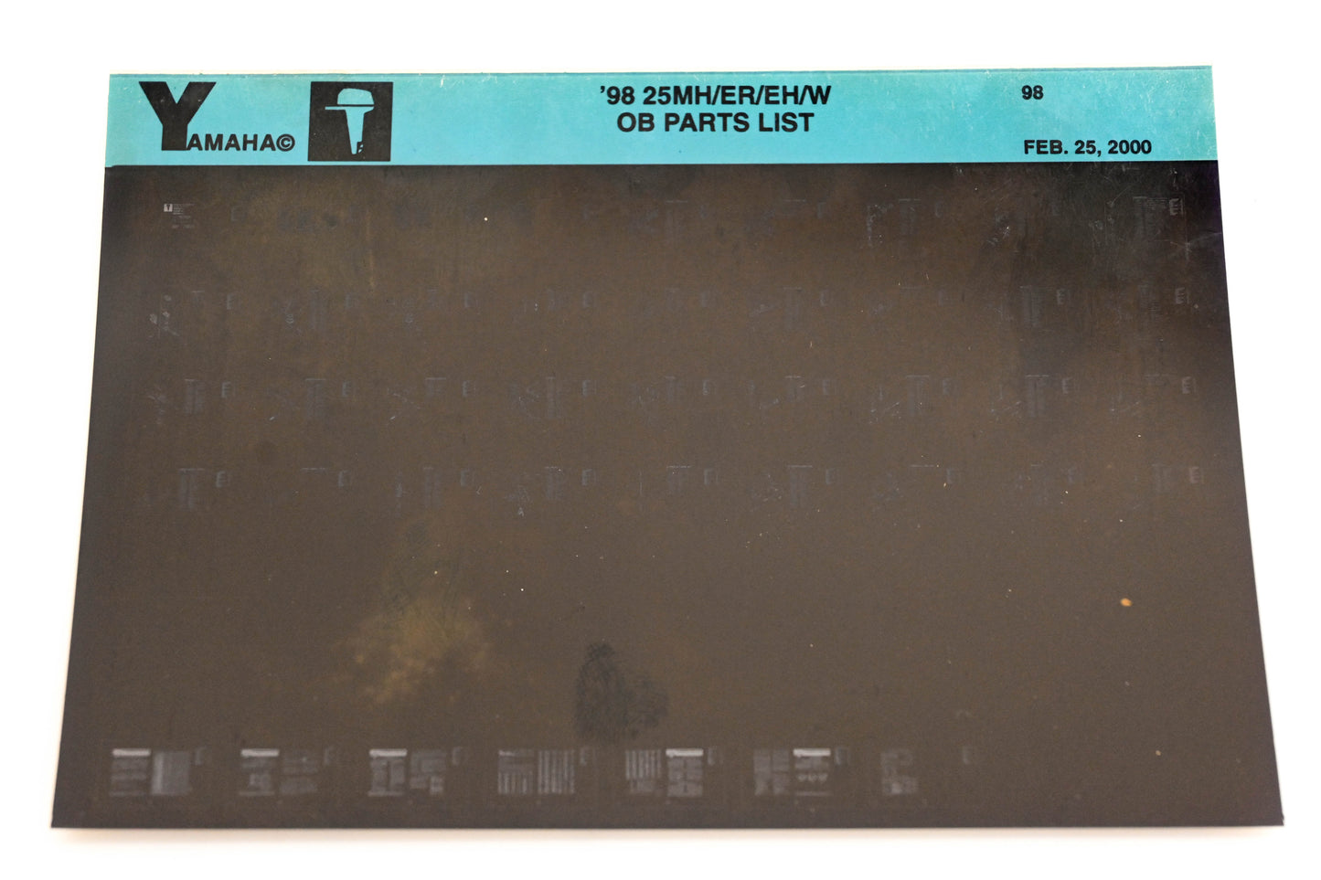 OEM Yamaha YN020-29 1998 25MH/ER/EH/W Outboard Parts List Microfiche