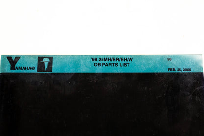OEM Yamaha YN020-29 1998 25MH/ER/EH/W Outboard Parts List Microfiche