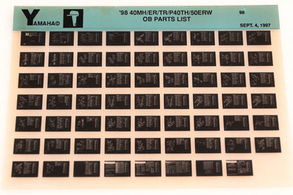 OEM Yamaha YN020-33 1998 40MH/ER/TR/P40TH/50ERW Outboard Parts List Microfiche