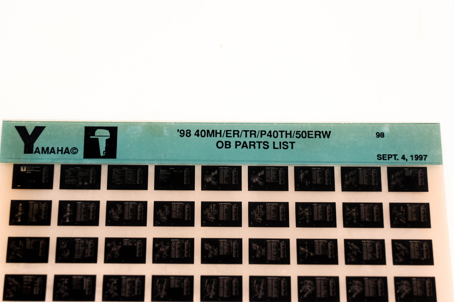 OEM Yamaha YN020-33 1998 40MH/ER/TR/P40TH/50ERW Outboard Parts List Microfiche
