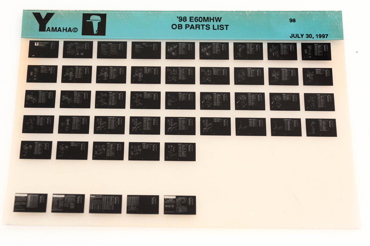 OEM Yamaha YN020-37 1998 E60MHW Outboard Parts List Microfiche