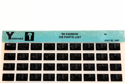 OEM Yamaha YN020-37 1998 E60MHW Outboard Parts List Microfiche